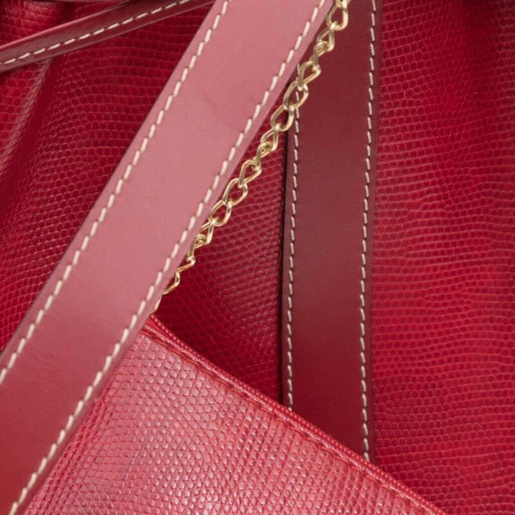 Lancel Red Elsa Sellier Bucket Bag W/ Pouch