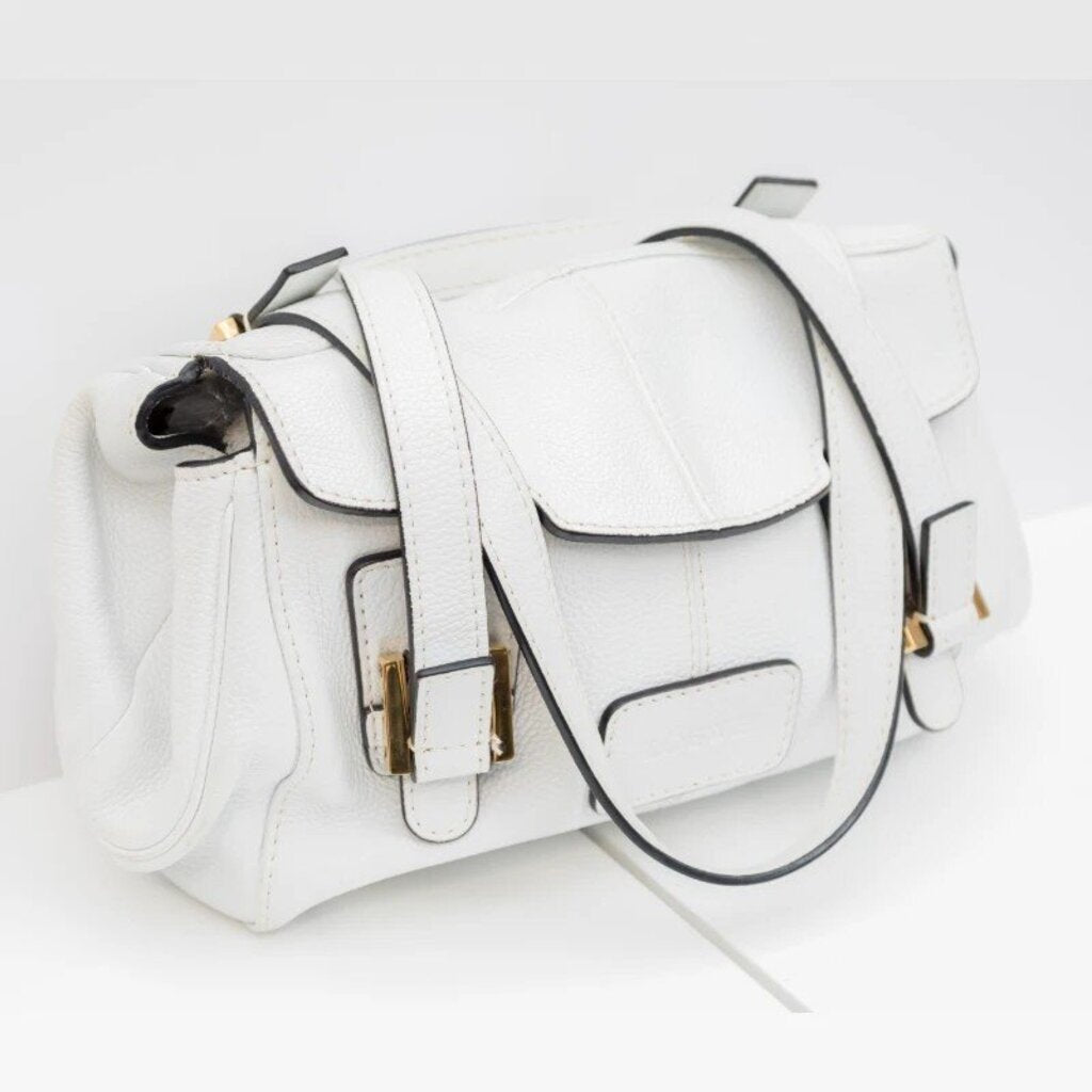 Loewe White Leather Logo Embossed Handbag