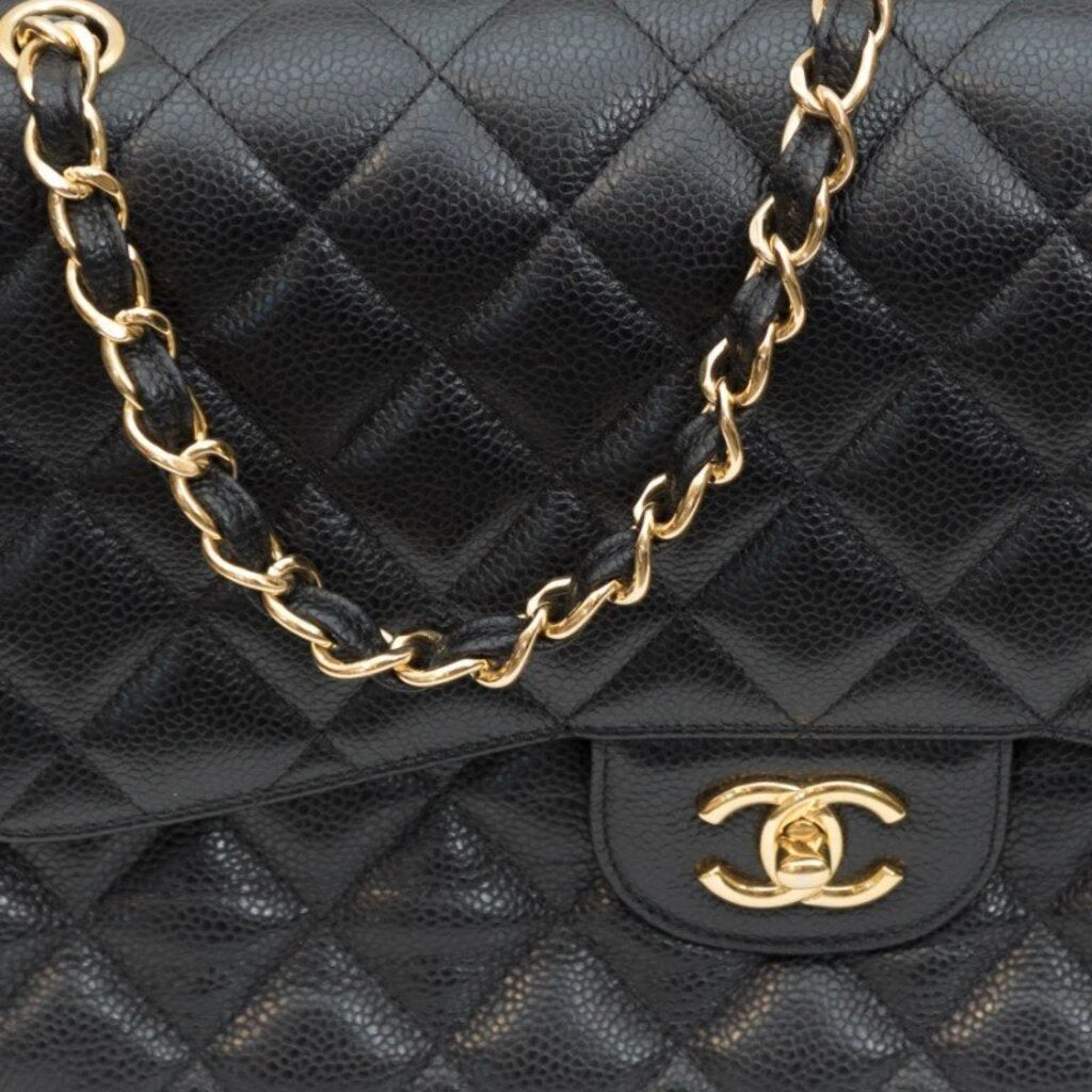 Chanel Quilted Caviar Double Flap Jumbo Shoulder Bag