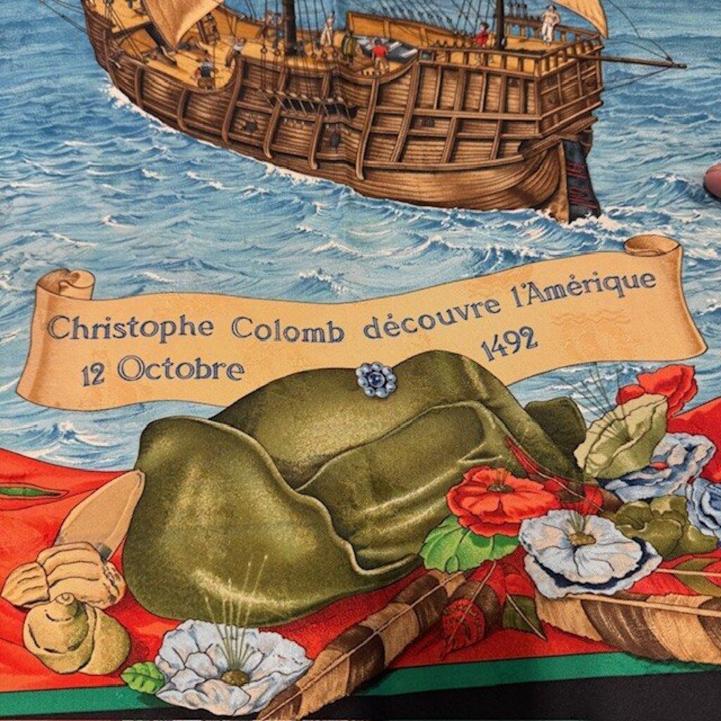 Hermes Christophe Columb Decouvre Amerique Vintage Silk Scarf- 90cm