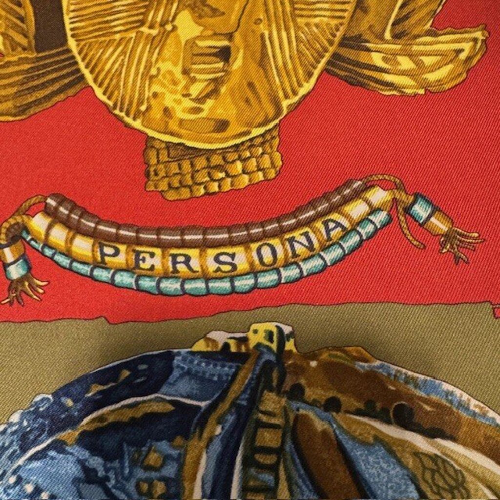 Hermes Persona Loic Dubigeon Soie Blue Vintage Silk Scarf- 90cm