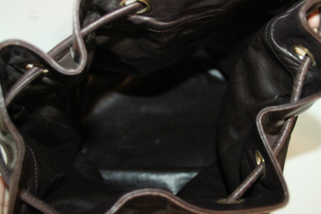 Chanel Brown Lambskin CC Drawstring Backpack