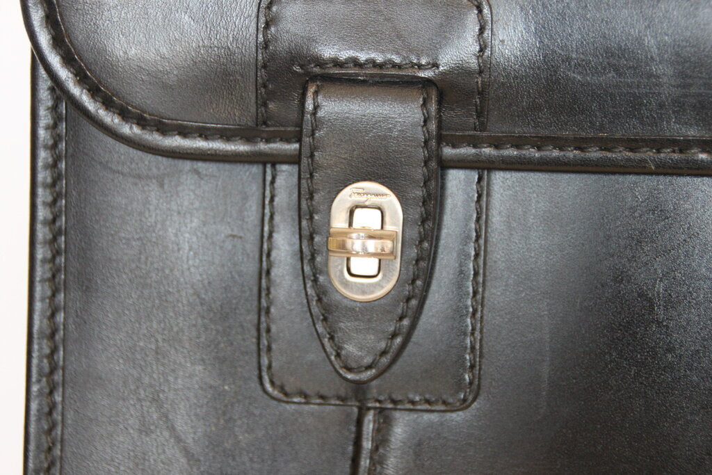 Salvatore Ferragamo Black Leather Briefcase