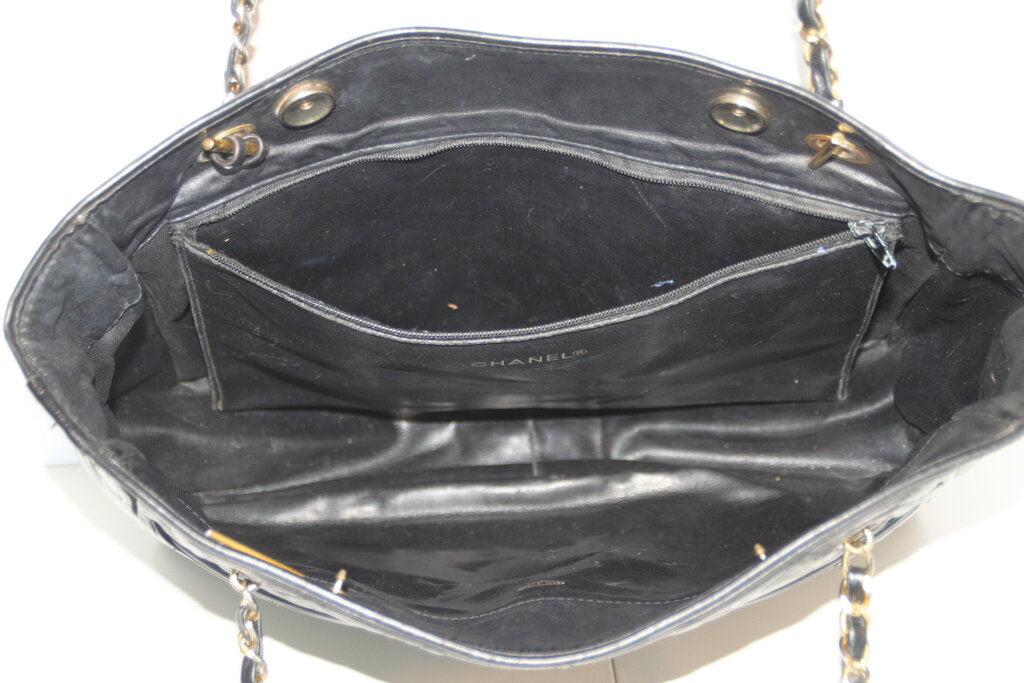 Chanel Vintage Black Grand Shopping Tote with Gold Hardware