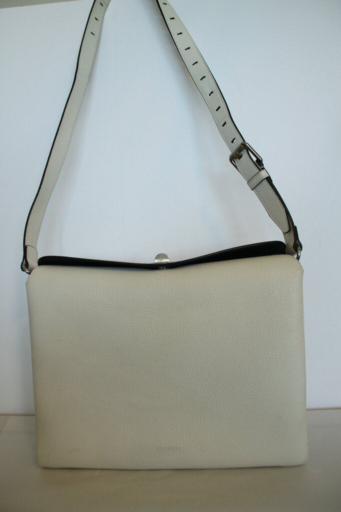 Balenciaga White Pebbled Turn Lock Shoulder Bag