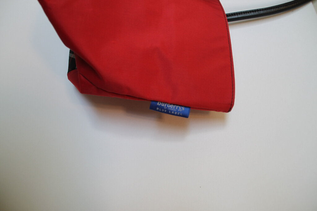 Burberrys Blue Label Red Nylon Tote Bag