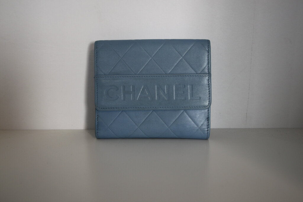 Chanel Matelasse Blue Leather Bifold Wallet