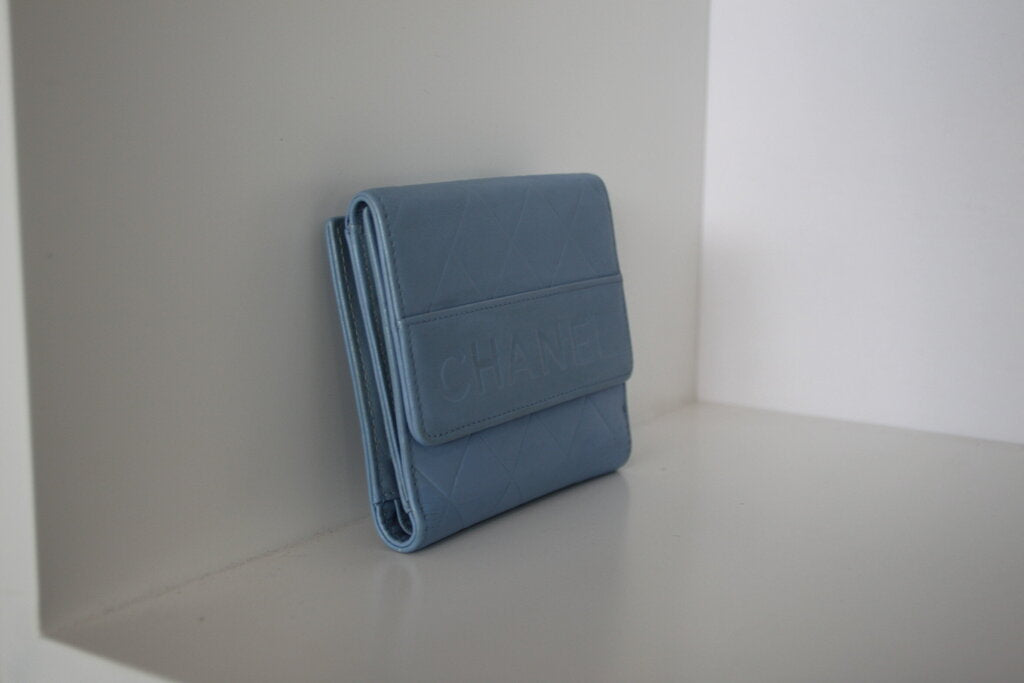 Chanel Matelasse Blue Leather Bifold Wallet