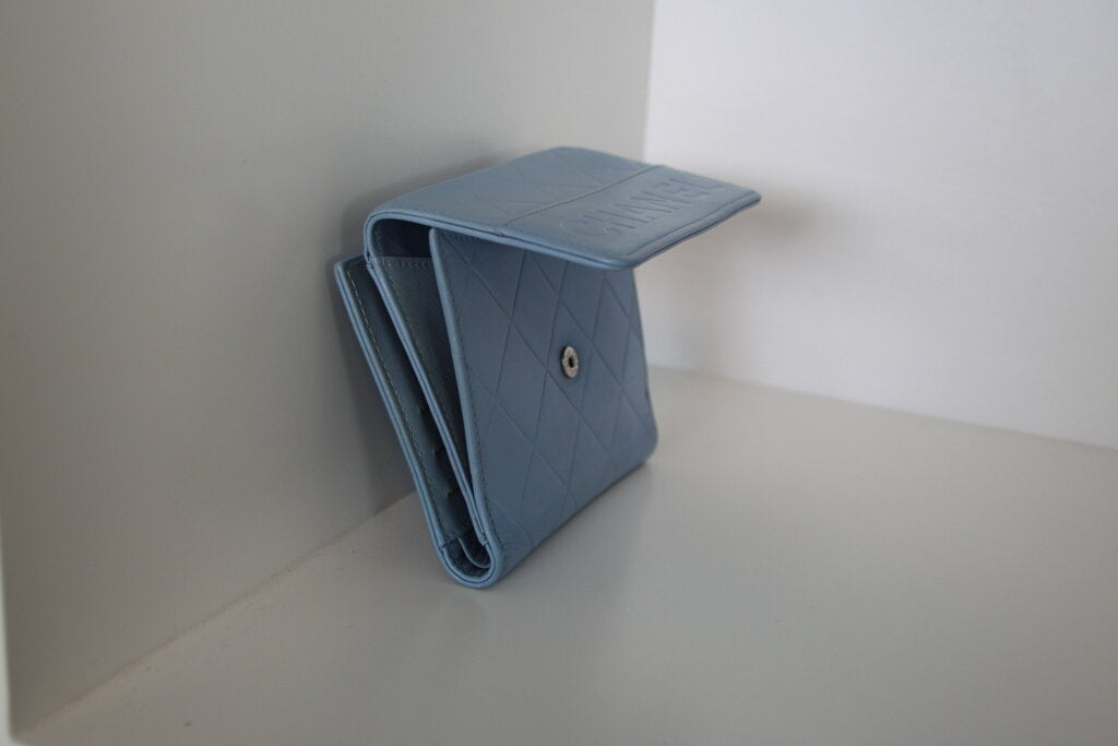 Chanel Matelasse Blue Leather Bifold Wallet