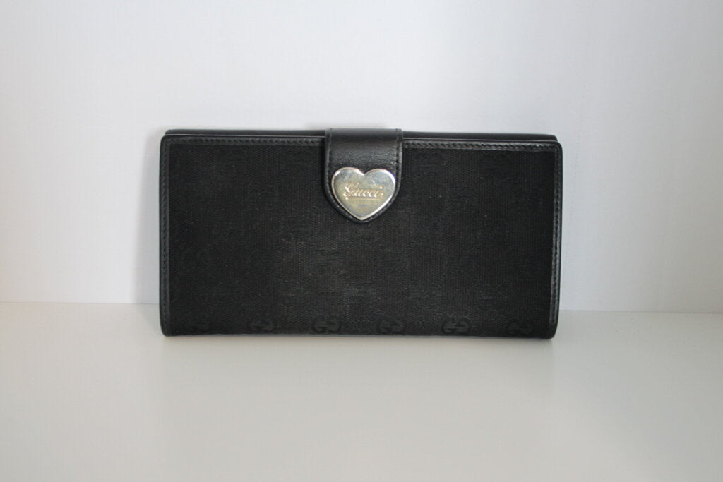 Gucci Guccissima Black Canvas Leather Continental Wallet