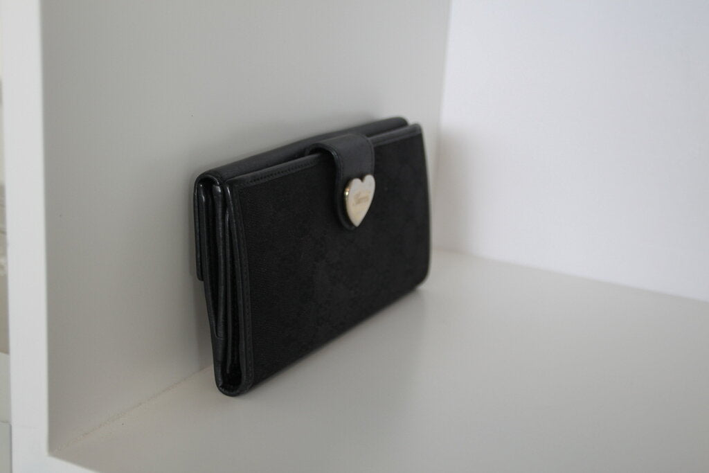 Gucci Guccissima Black Canvas Leather Continental Wallet