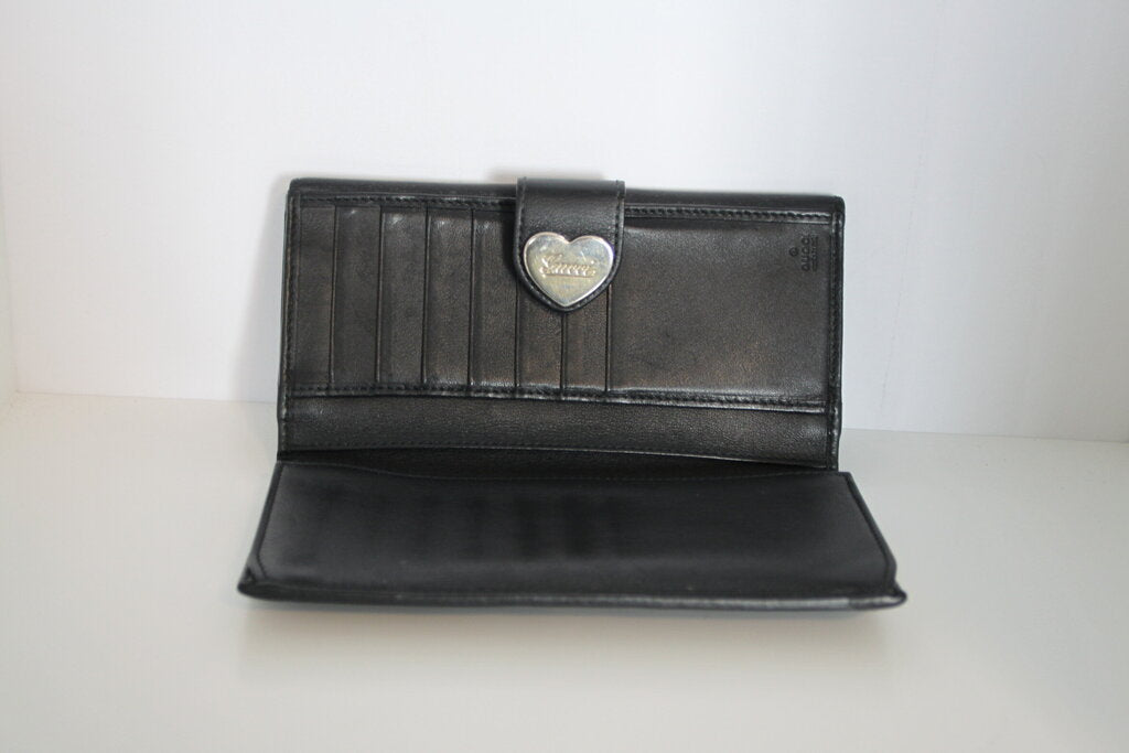 Gucci Guccissima Black Canvas Leather Continental Wallet