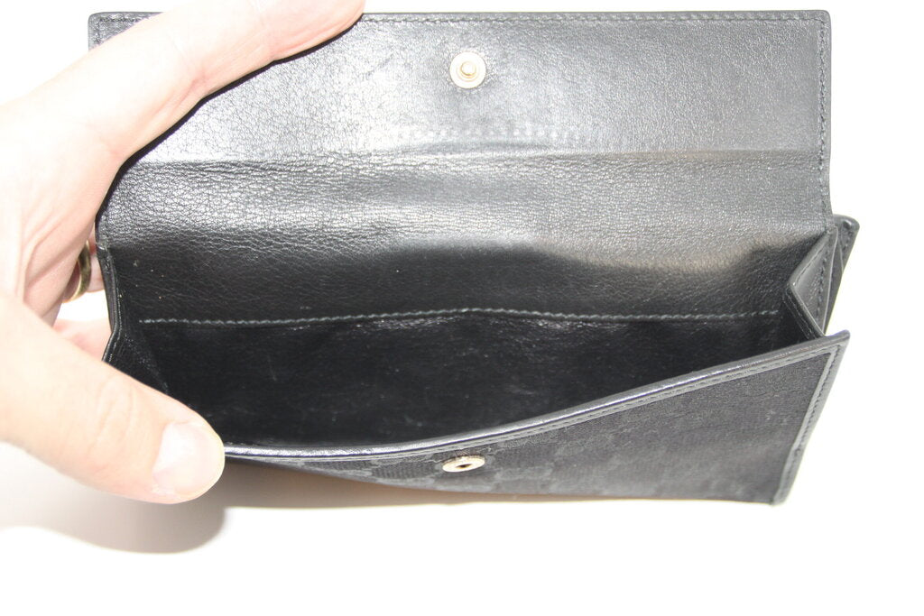 Gucci Guccissima Black Canvas Leather Continental Wallet