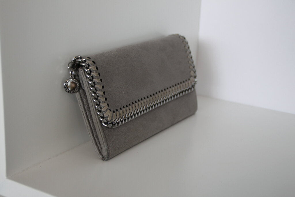 Stella McCartney Falabella Light Grey Faux Suede Continental Wallet