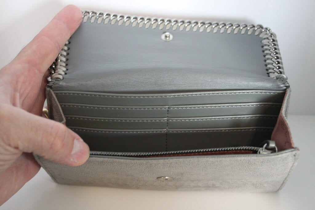 Stella McCartney Falabella Light Grey Faux Suede Continental Wallet
