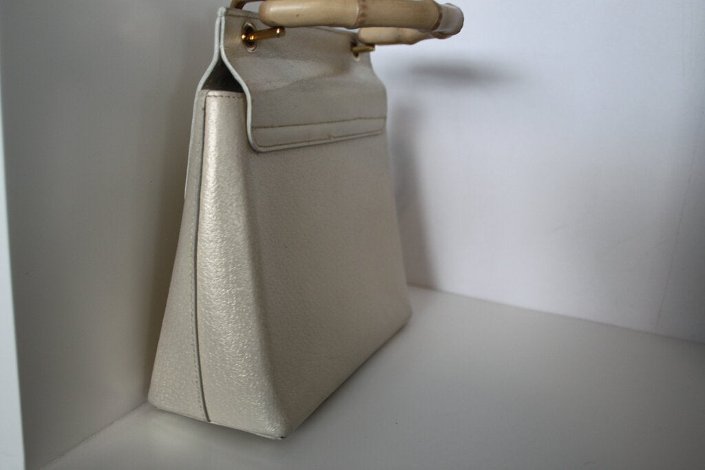 Gucci Bamboo Top Handle Bag Light Gold Leather Handbag