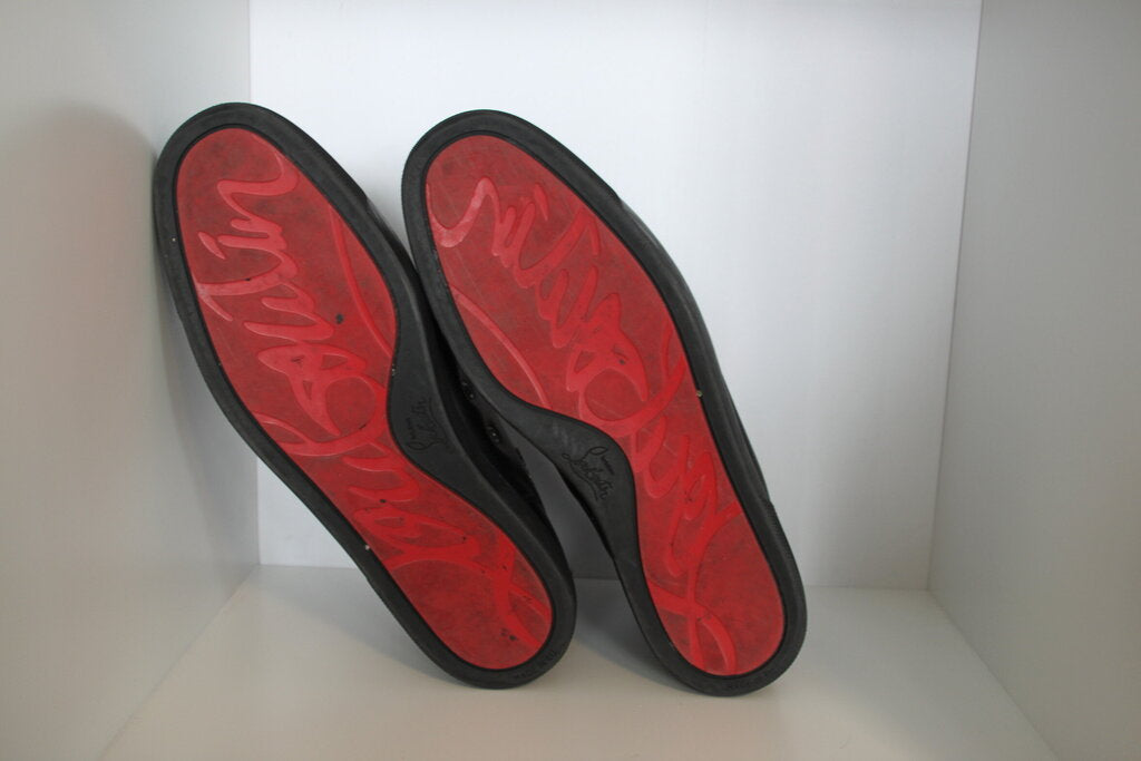 Christian Louboutin Louis Black Calf Leather High-Top Sneakers - Size 43