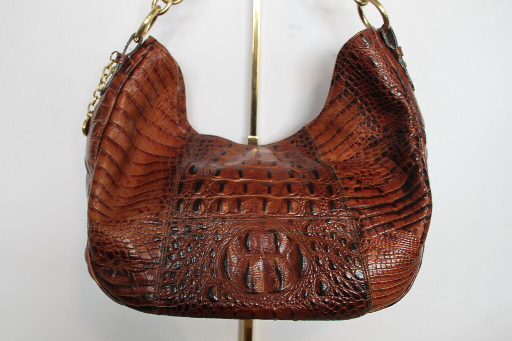 Brahmin Carmela Pecan Melbourne-Embossed Leather Hobo Bag